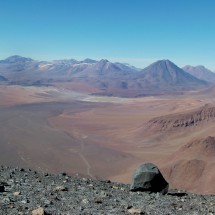 View from the summit to Laguna and Volcano Lejia - We came up this side